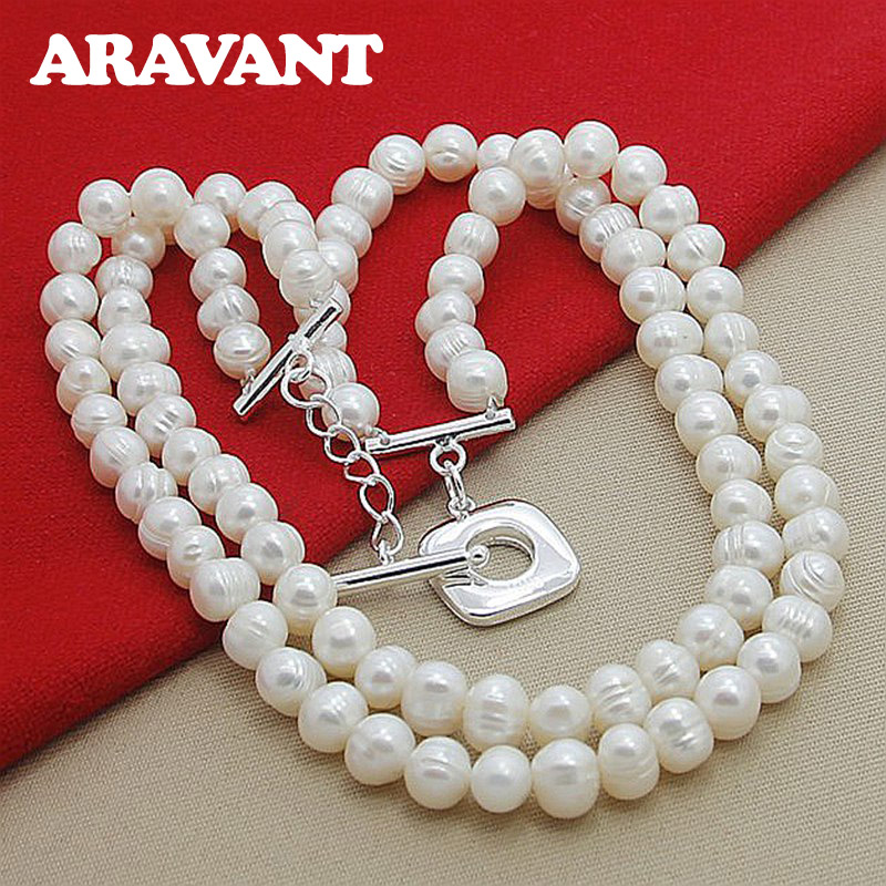 Pearl Trim Chain - Aravant 925 Gümüş Çift Katmanlı İnci