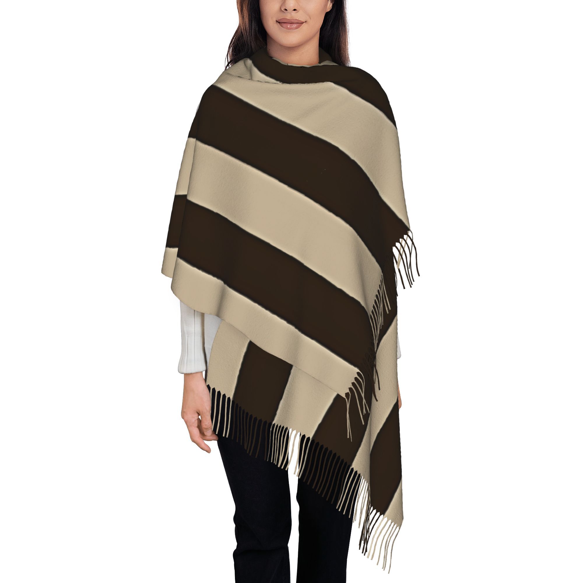 Tassel Fringe Trim - 1 adet Dikey Kahverengi ve Bej