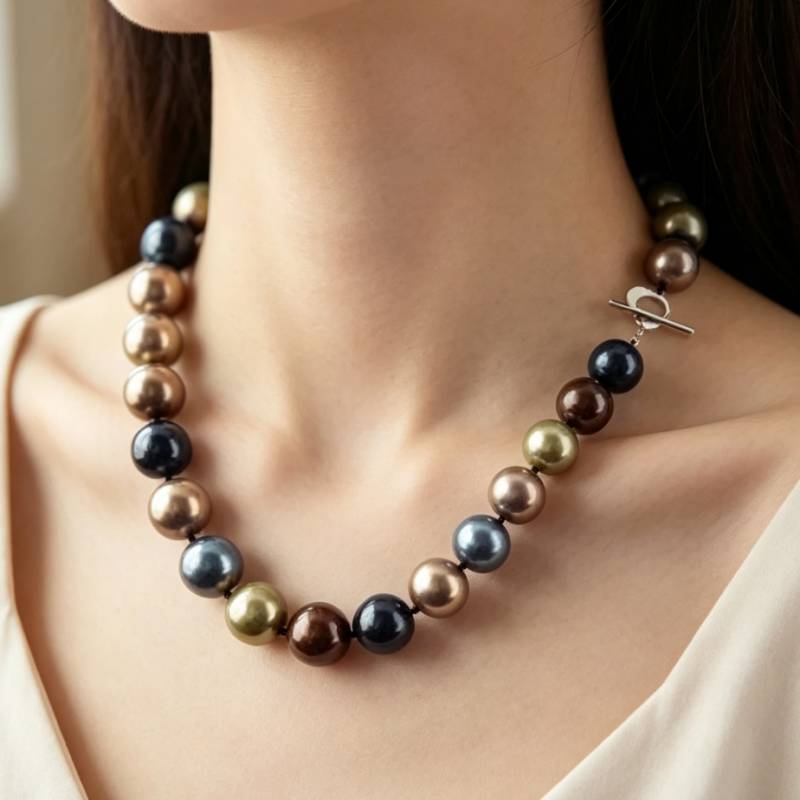 Pearl Trim Chain - Büyük 12mm renkli yuvarlak güney deniz